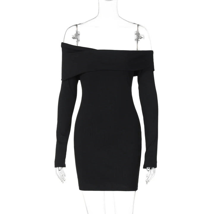 Fitted knitted mini dress with off-shoulder - Noam
