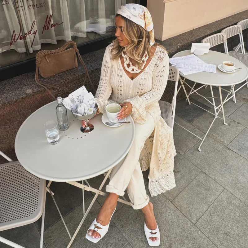 Maxi crochet dress/overlay with button closure - Devon