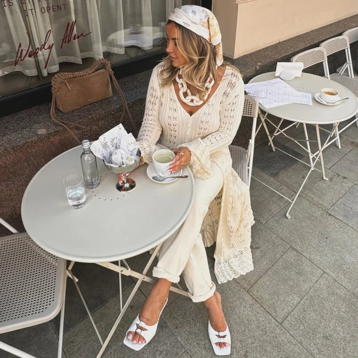 Maxi crochet dress/overlay with button closure - Devon