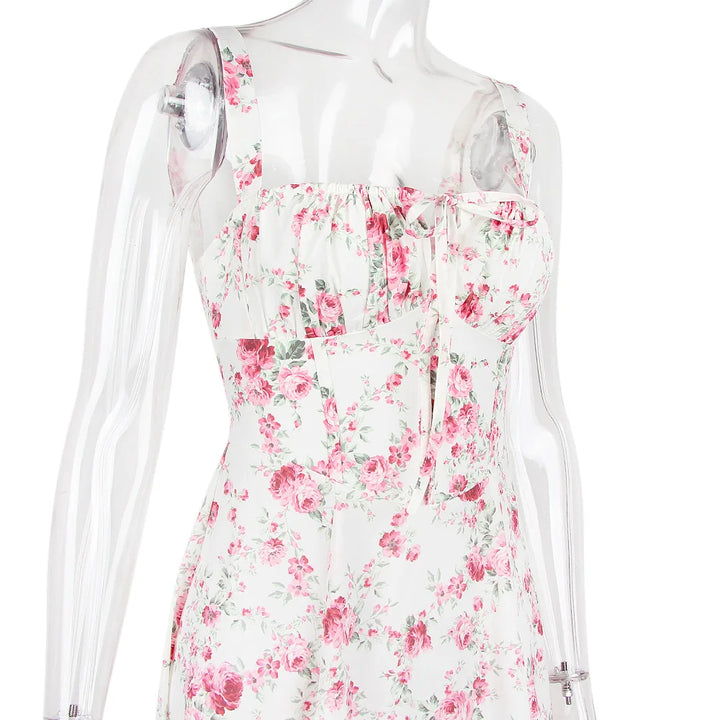 Summer Midi Dress with Rustic Design and Slit Decoration - Angelica