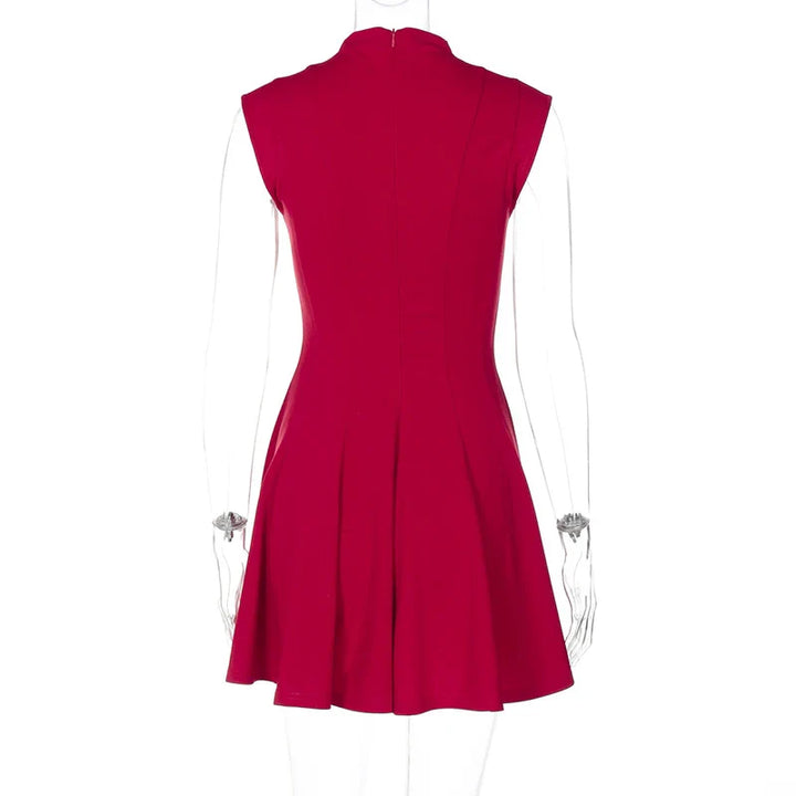 Ruffled Mini Dress with A-Line Cut and Half Turtleneck - Riley