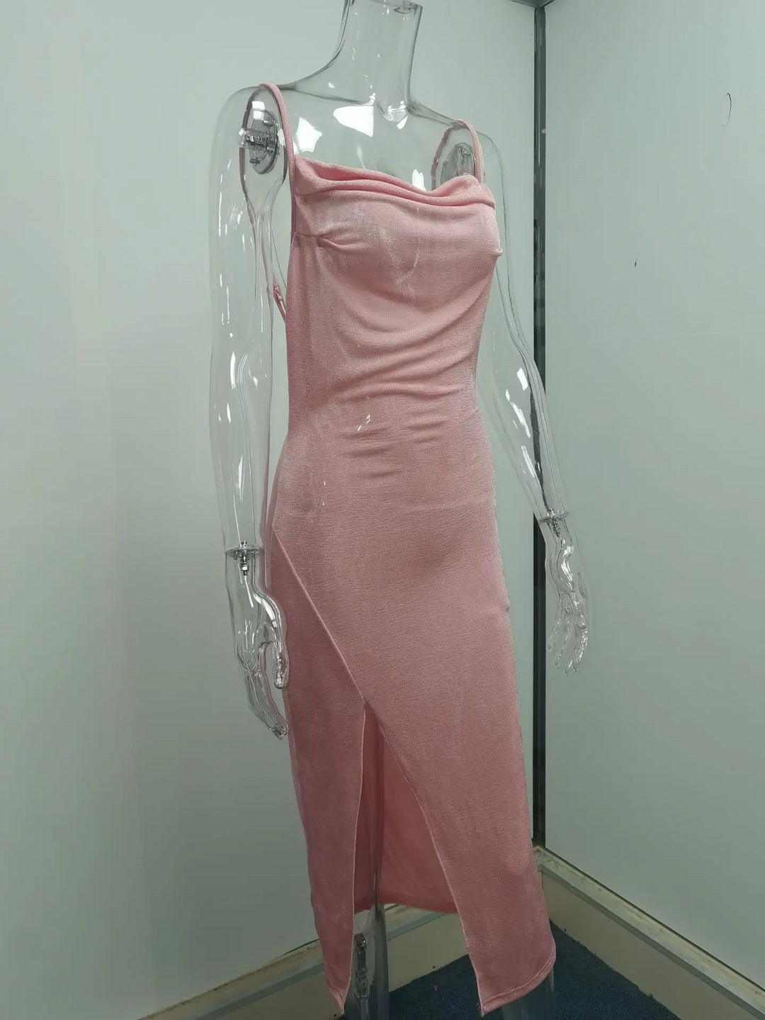 Summer midi knitted dress with slit decoration - Smile