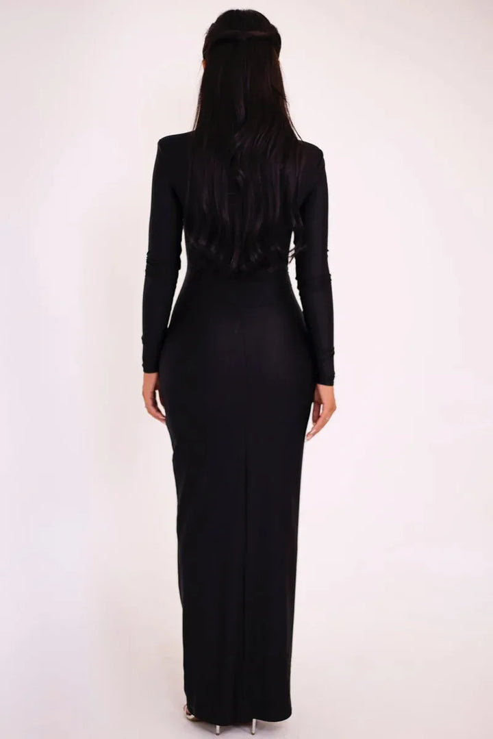 Elegant maxi shaping fabric dress with cutouts and sequins - Kesem