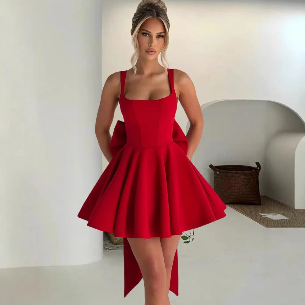 A-Line Mini Dress with Bow Detail - Emma