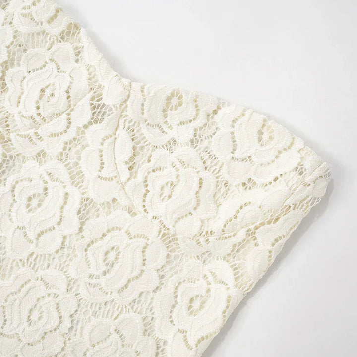 Strapless Lace Mini Dress with Ruffle - Cecelia