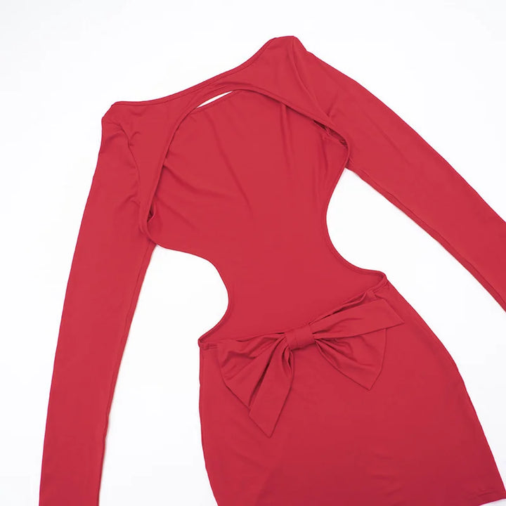 Mini Dress with Open Back and Bow Design - ORIN