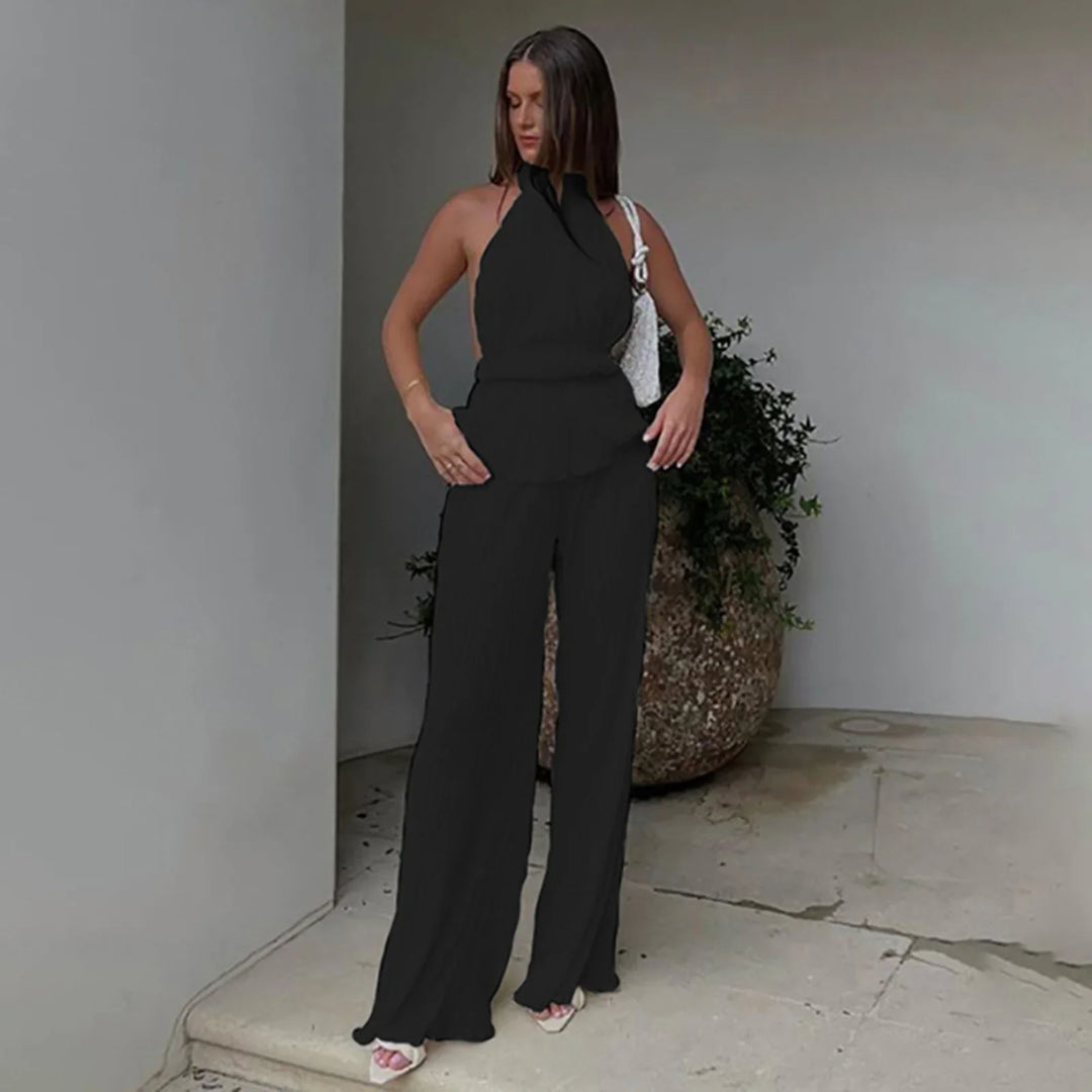Two-Piece Crepe Suit with Long Pants and Shirt - Milan