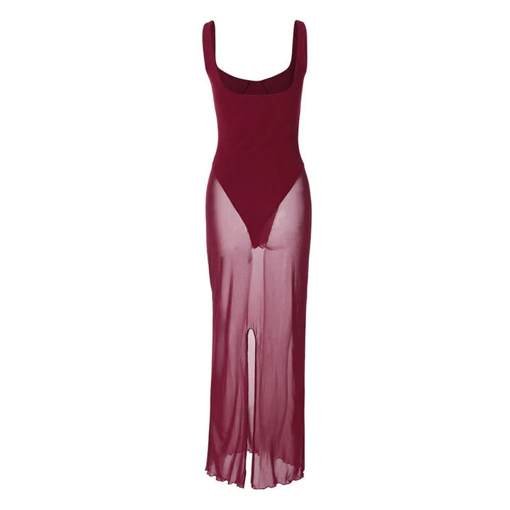 Maxi dress with bodysuit and chiffon design - Kai