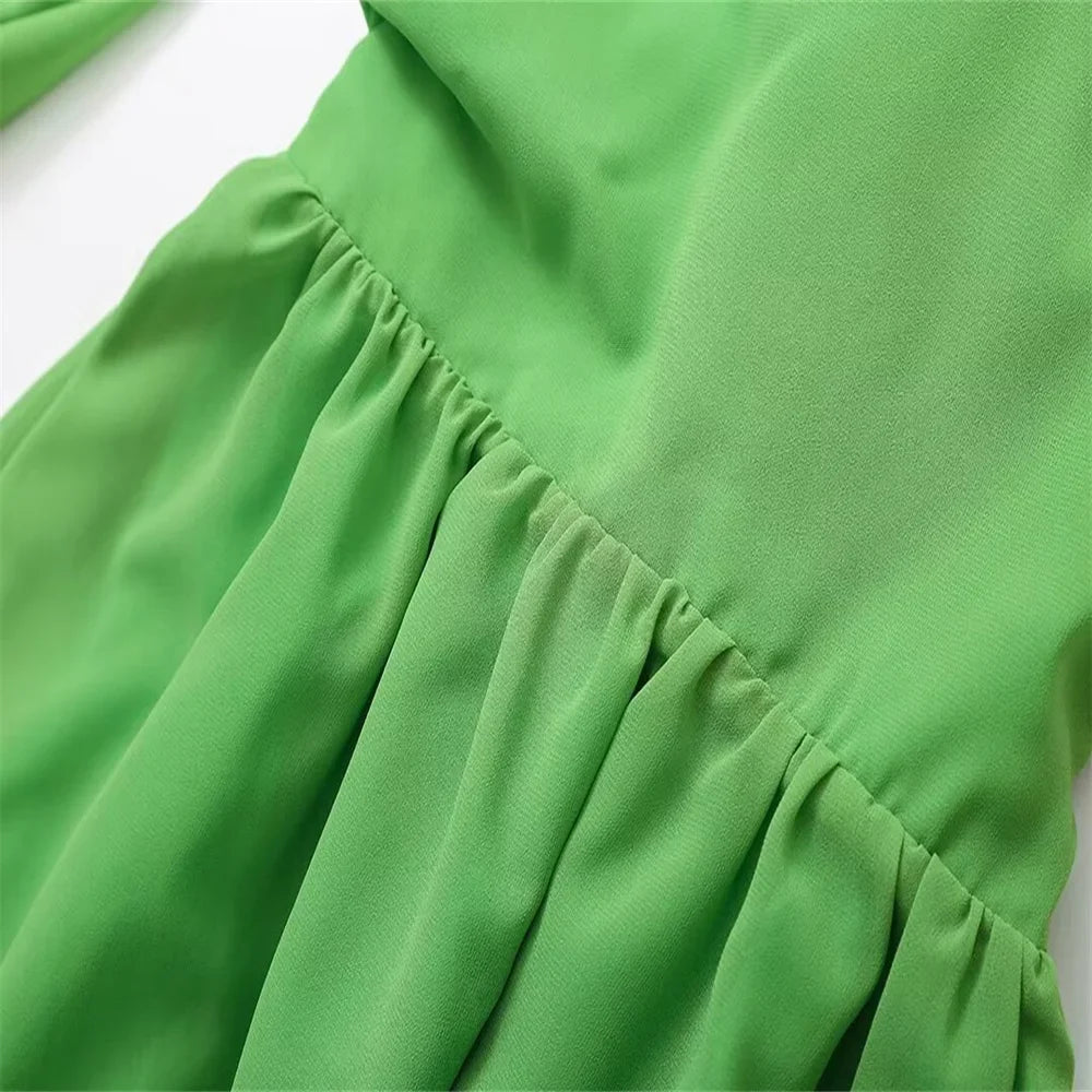 Mini Dress with Ruffle and Open Sleeves - Noya Lee
