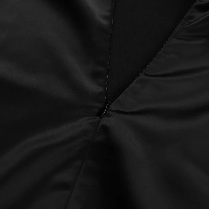 Satin Mini Dress with Lace Sleeves - Far