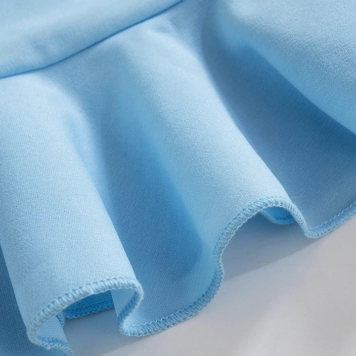 Fitted strapless mini dress decorated with ruffle - Blue