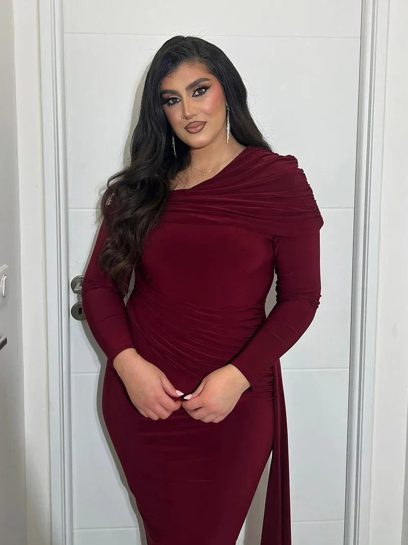Off-shoulder maxi dress with ruching and ruffle detail - Miguel