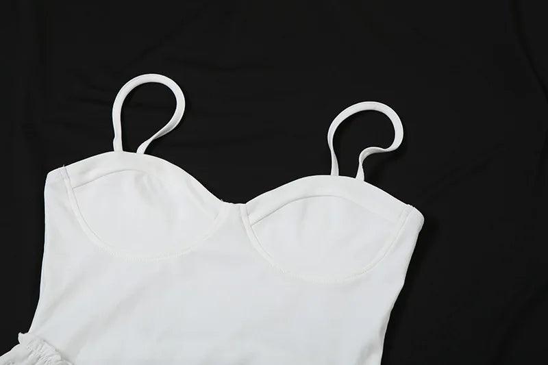 A-Line Mini Dress with Spaghetti Straps and Leaf and Flower Embroidery - Shila