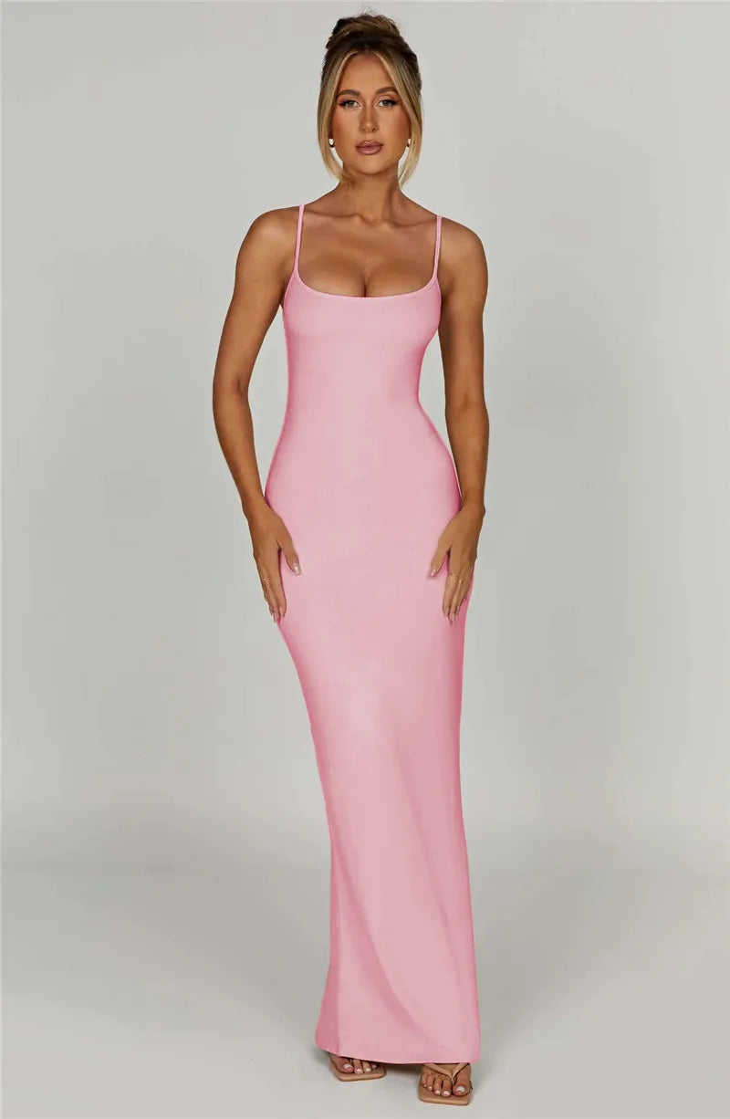 Fitted maxi dress with shaping fabric - Jordi