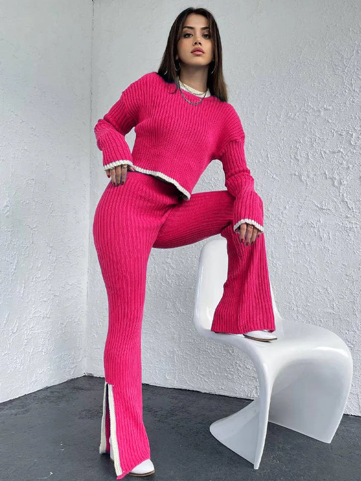 Knitted Two-Piece Suit: Pants and Shirt - Nora