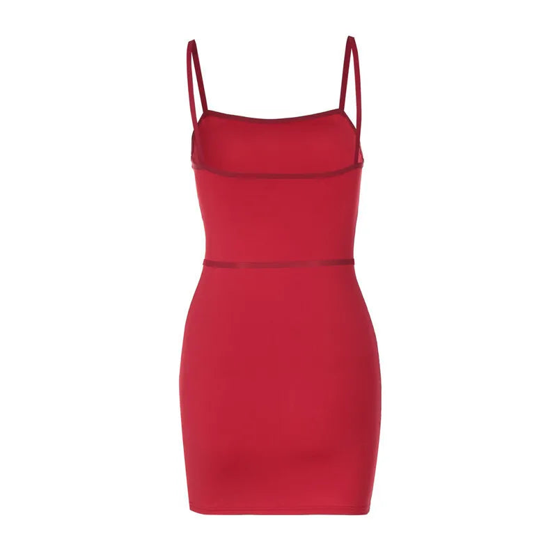 Fitted mini dress with thin belt decoration - LOLI