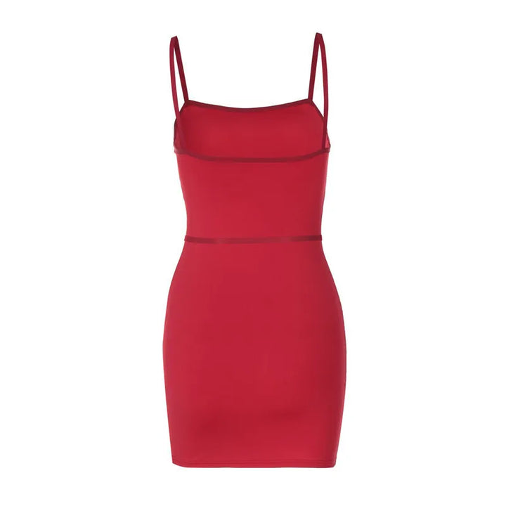 Fitted mini dress with thin belt decoration - LOLI