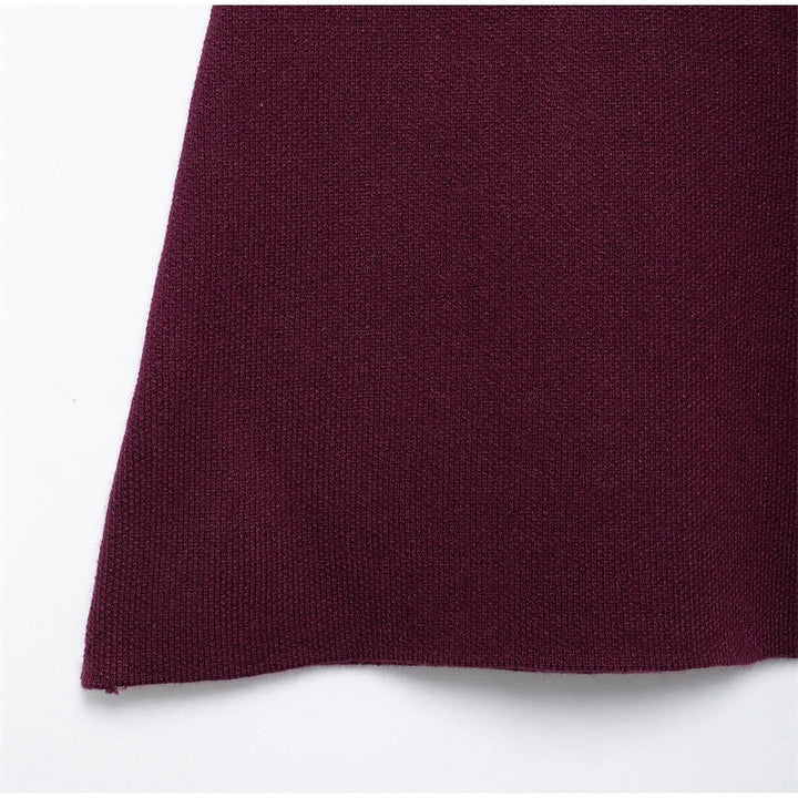 Two-Piece Knit Set with Pin-Closure Cardigan and Mini Skirt - Beatrice