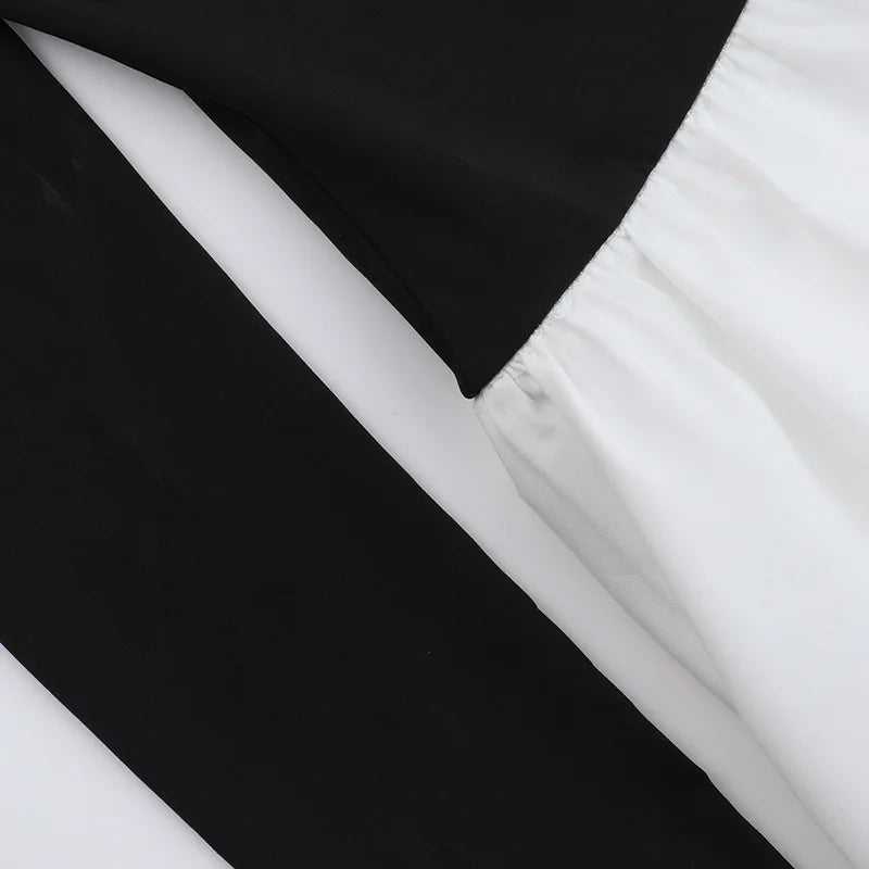 Monochrome balloon mini dress with bare shoulders - Lis