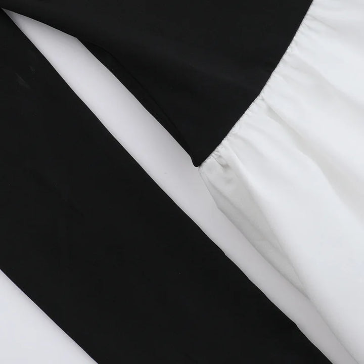 Monochrome balloon mini dress with bare shoulders - Lis