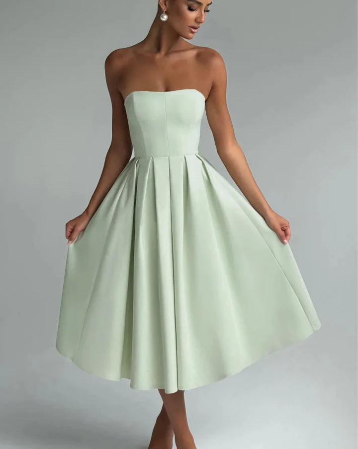 Strapless midi dress in A-line cut - Arya