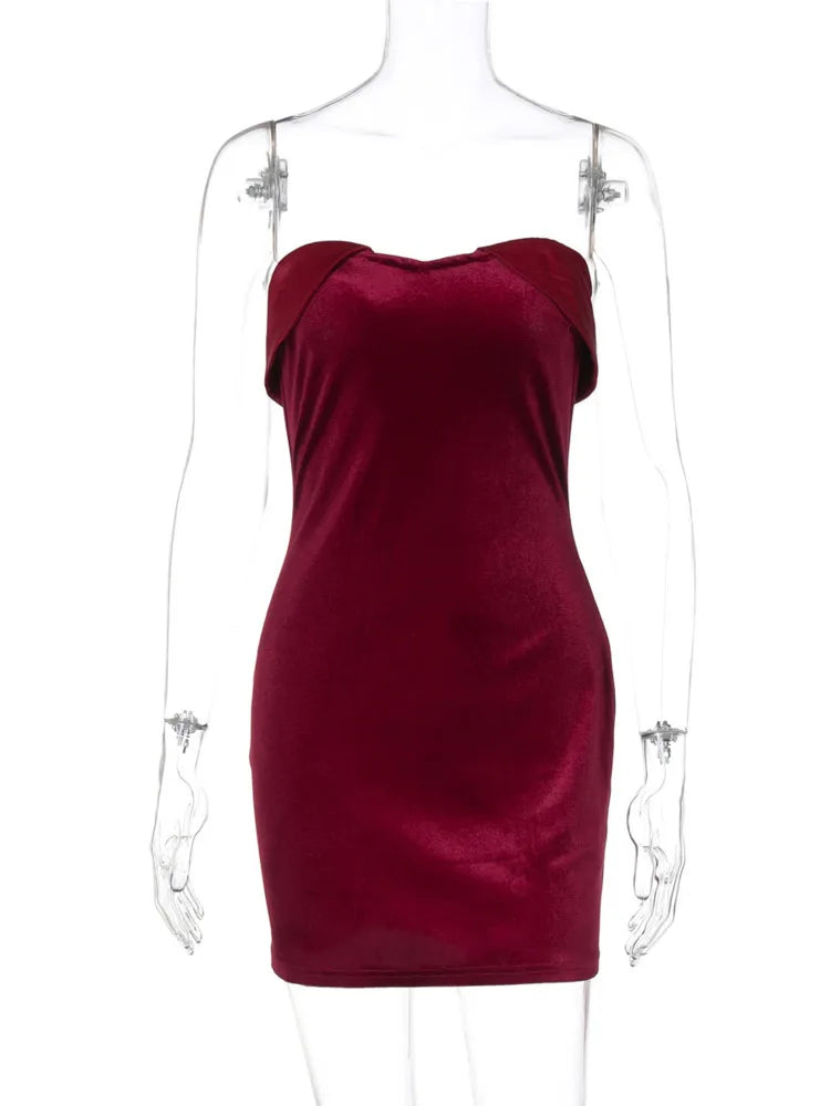 Velvet Strapless Mini Dress - Dorin