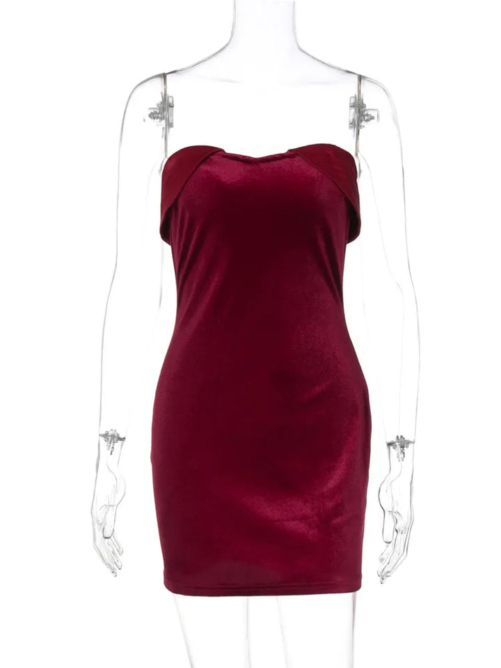 Velvet Strapless Mini Dress - Dorin