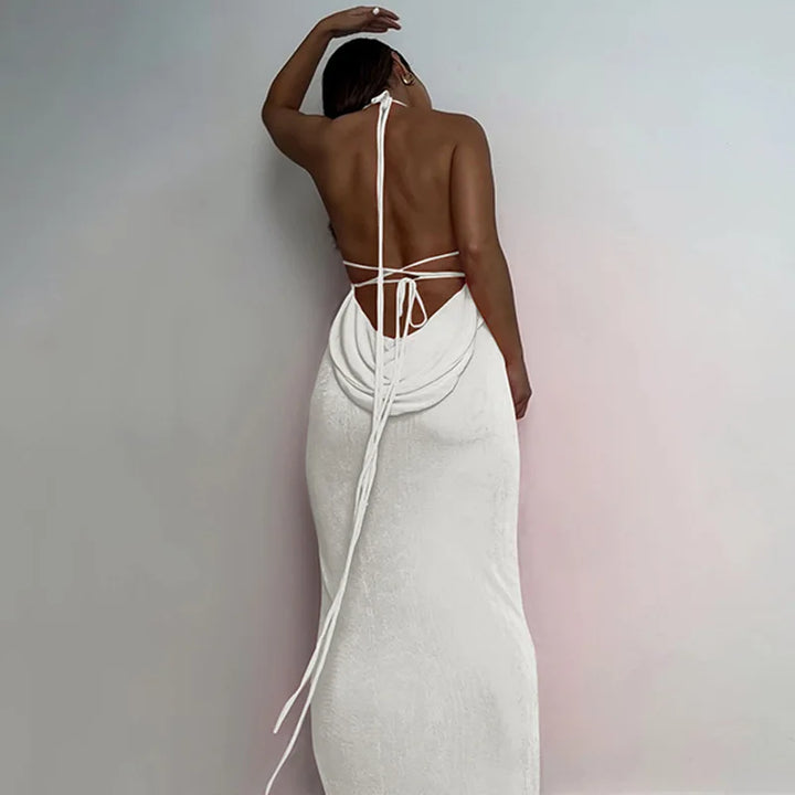 Elegant Maxi Dress with Open Back - Rinatia