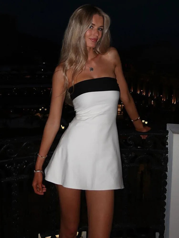 Monochrome Strapless Mini Dress - Kai