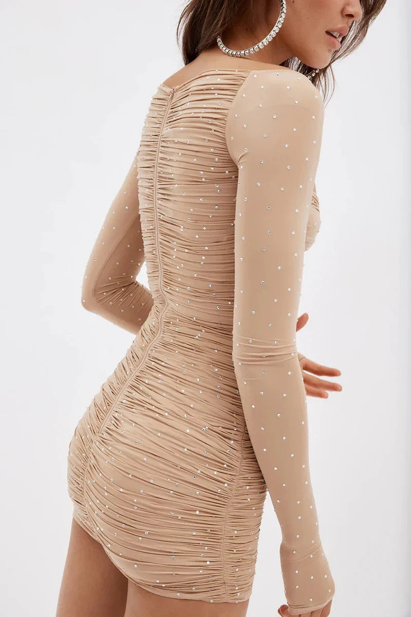 Ruched mini dress with cutouts and sparkling sequins - Asia