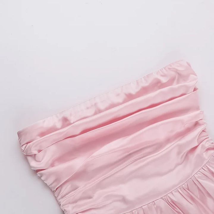 Balloon Cut Strapless Satin Mini Dress - Jimmy