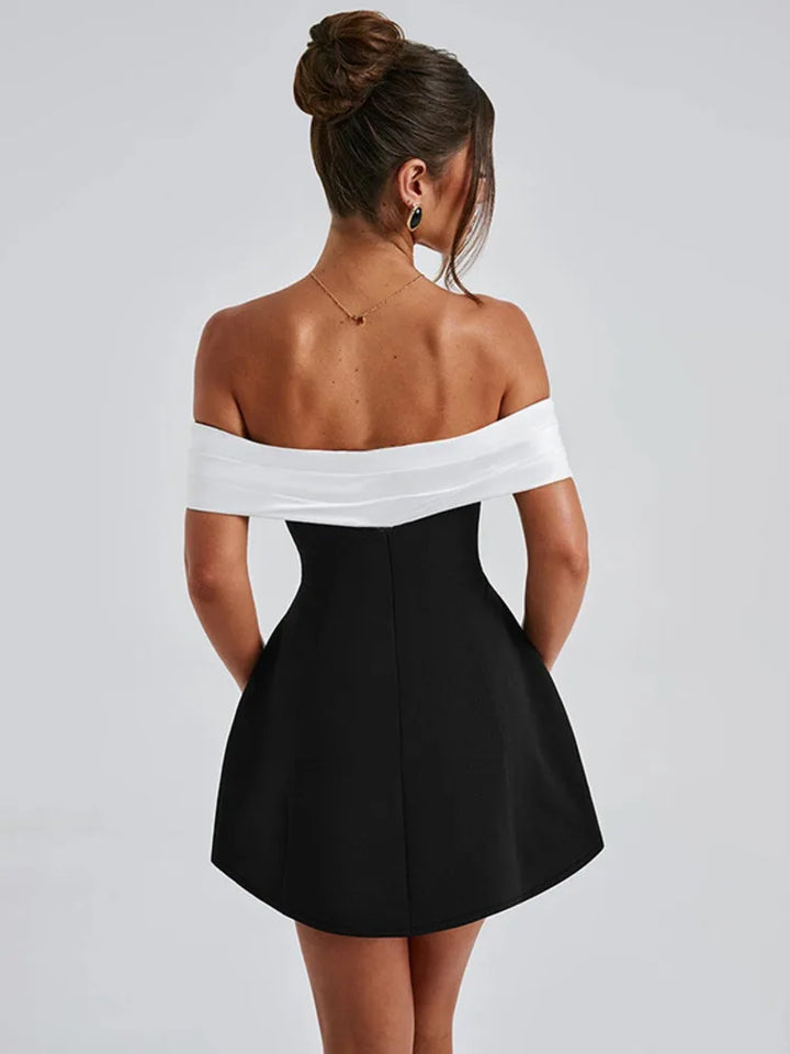 Mini dress with satin off-shoulder straps - Sia