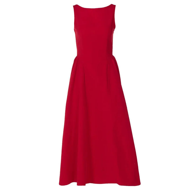 Midi open back dress in A-line cut - Heidi