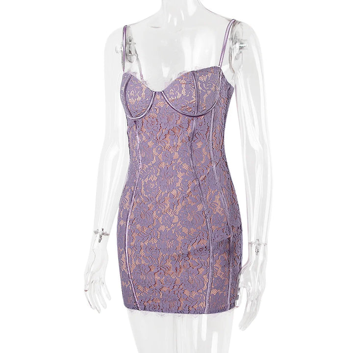 Lace mini dress with floral embroidery - Florencia