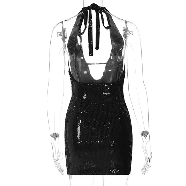Fitted sequin mini dress with open back - Tiara