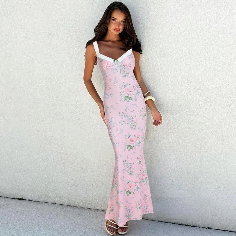 Floral Maxi Dress with Bow Detail - Cleo