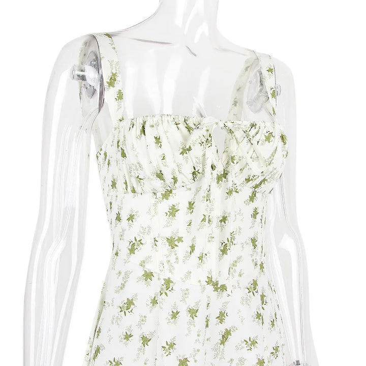 Summer Midi Dress with Rustic Design and Slit Decoration - Angelica