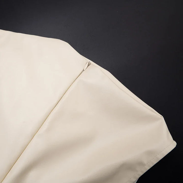 Mini Faux Leather Dress with Pleats Design - SIERA