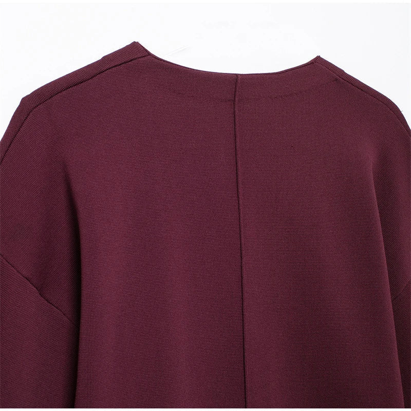 Two-Piece Knit Set with Pin-Closure Cardigan and Mini Skirt - Beatrice