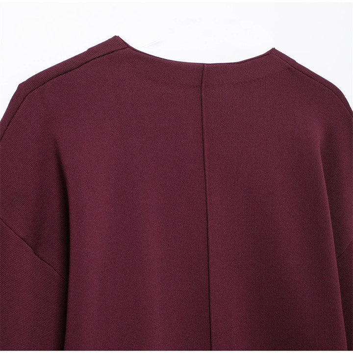 Two-Piece Knit Set with Pin-Closure Cardigan and Mini Skirt - Beatrice