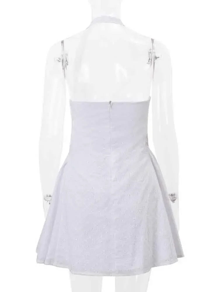 A-line Mini Dress with Pleats and Cross Back Detail - Iliana