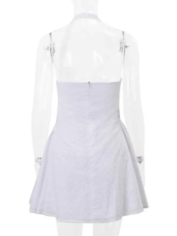 A-line Mini Dress with Pleats and Cross Back Detail - Iliana