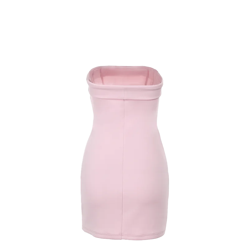 Strapless Mini Dress with Faux Pocket Detail - Leni