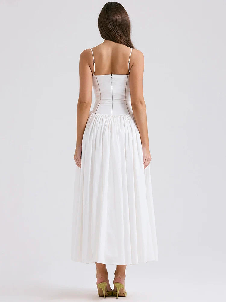 Country Style Maxi Dress with A-Line and Spaghetti Straps - Joelle