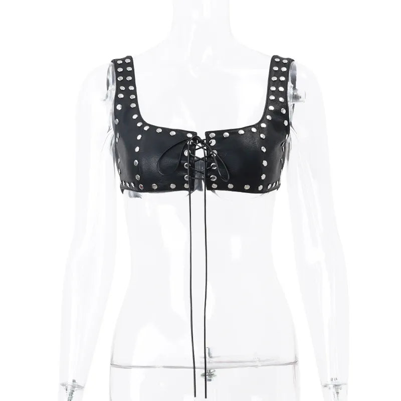 Punk Faux Leather Top - Raisy