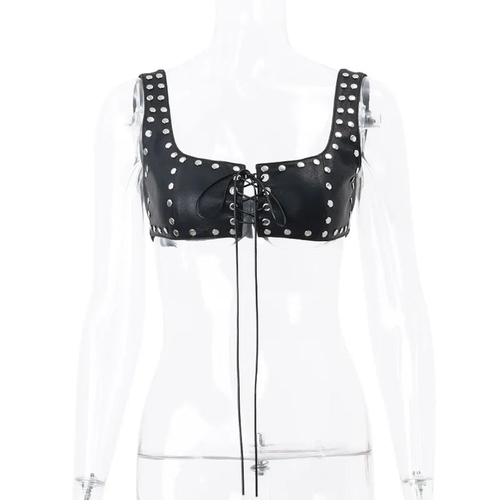 Punk Faux Leather Top - Raisy