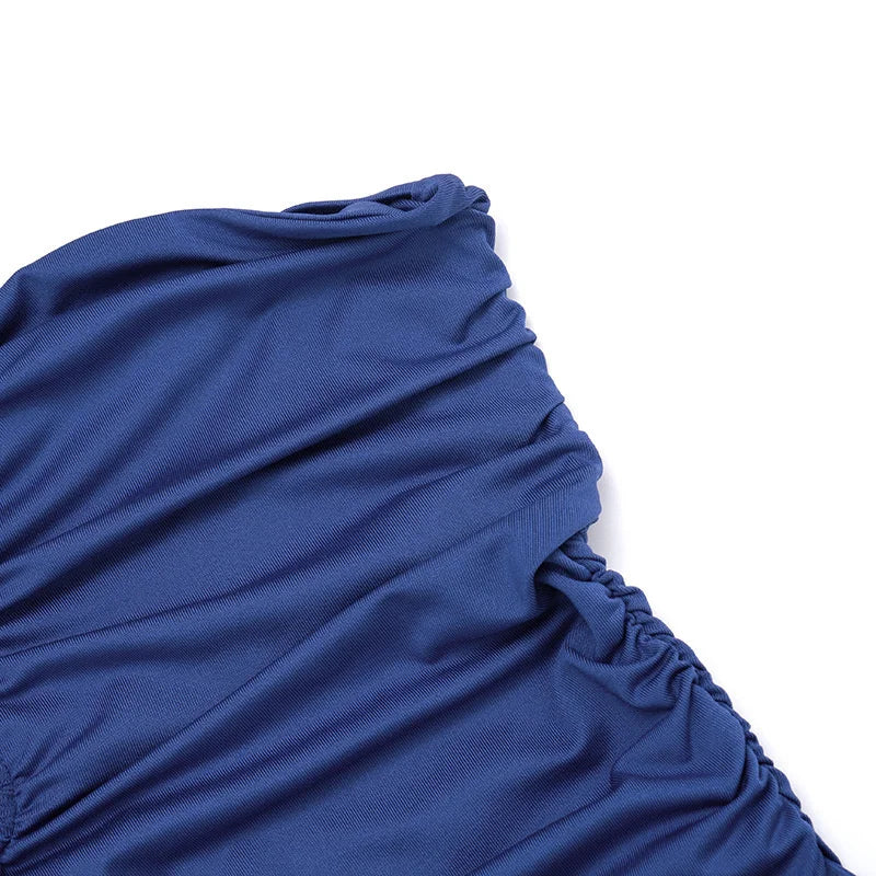 Mini strapless dress with satin pleats and buckle decoration - Easy