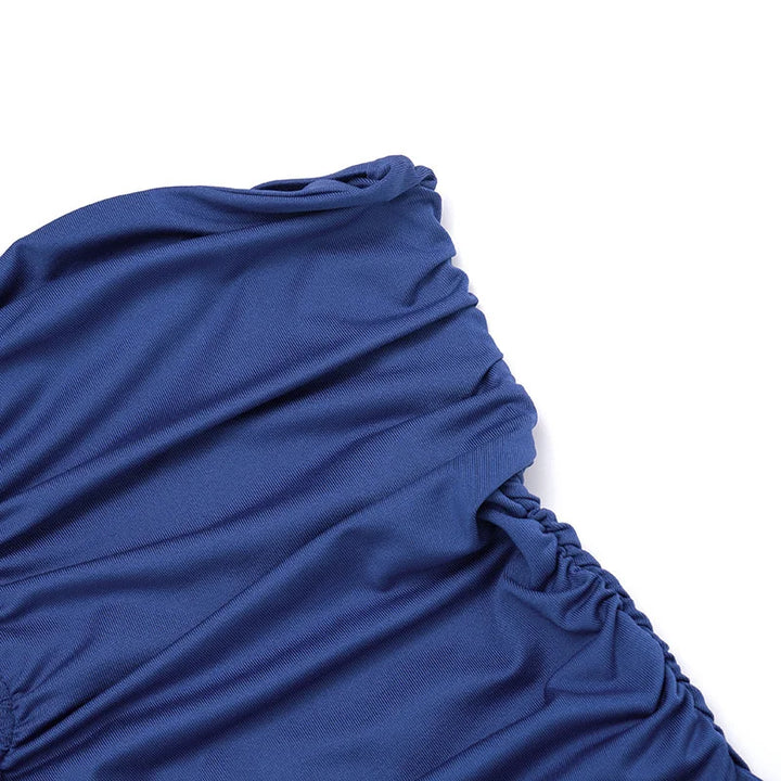 Mini strapless dress with satin pleats and buckle decoration - Easy