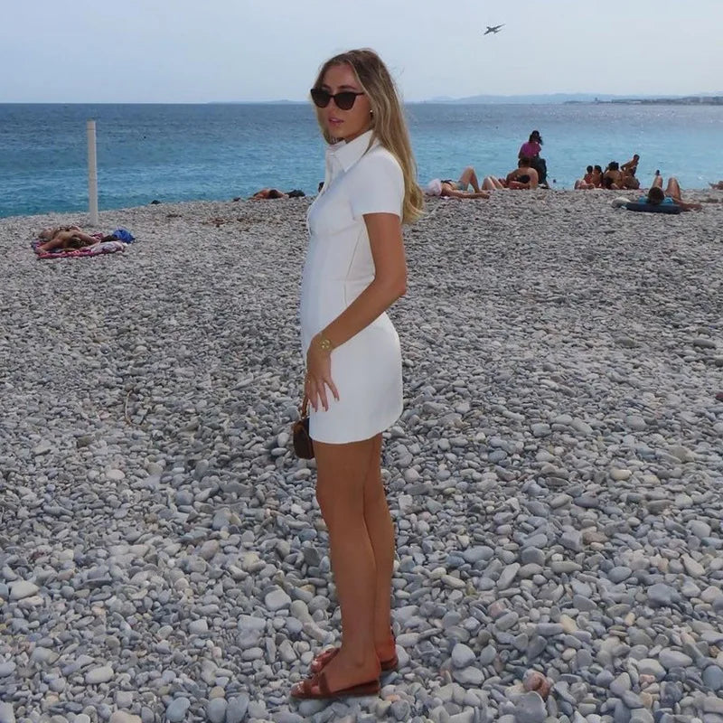 Tailored Mini Dress with Polo Collar - Patrisia