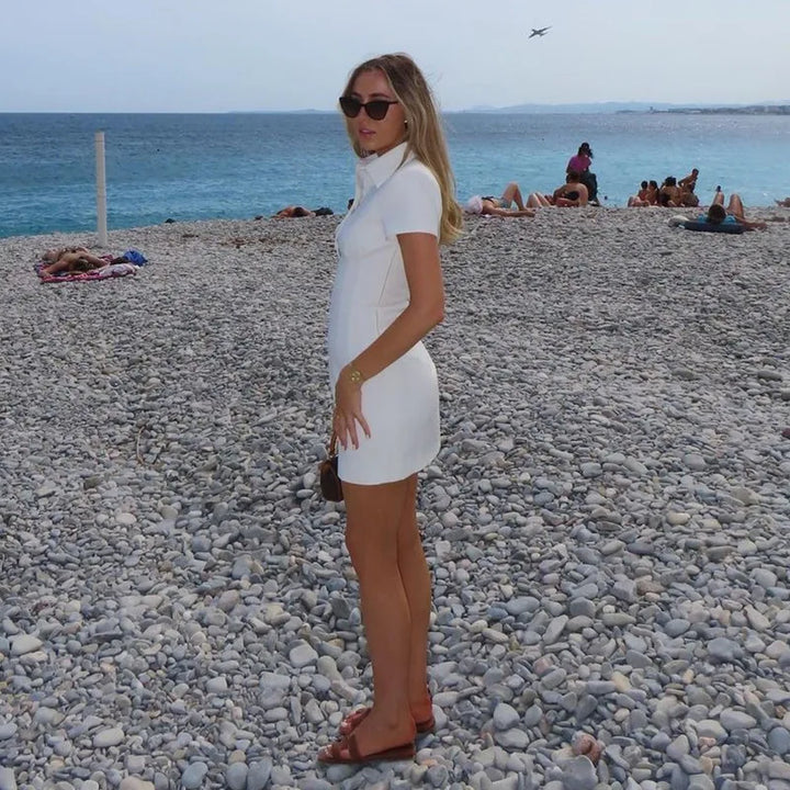 Tailored Mini Dress with Polo Collar - Patrisia
